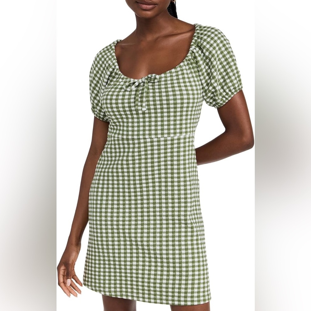 Madewell Jacquard Puff-Sleeve Mini Dress in Gingham Check Size XS